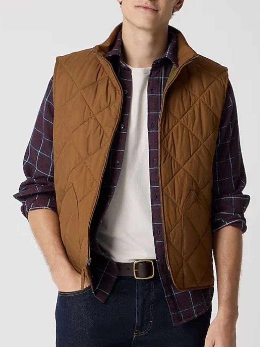 J. CREW Factory Quilted Walker Vest Men’s Size XS Glazed Pecan Retail $128 NWT